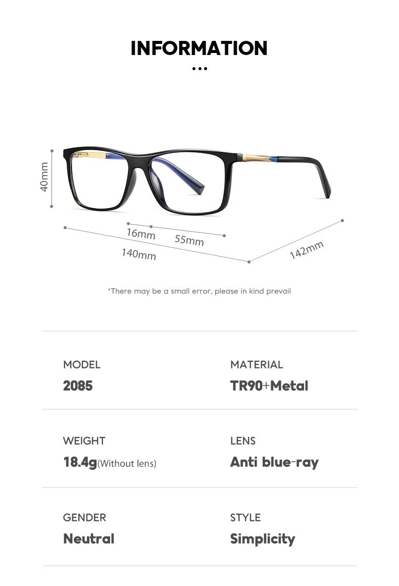 Oveliness Unisex Full Rim Square Tr 90 Titanium Eyeglasses 2085 Full Rim Oveliness   