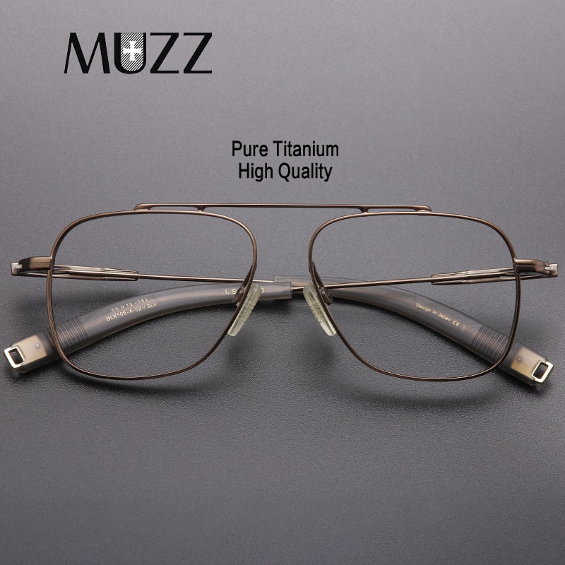 Muzz Men's Full Rim Square Titanium Frame Eyeglasses 105 Full Rim Muzz   