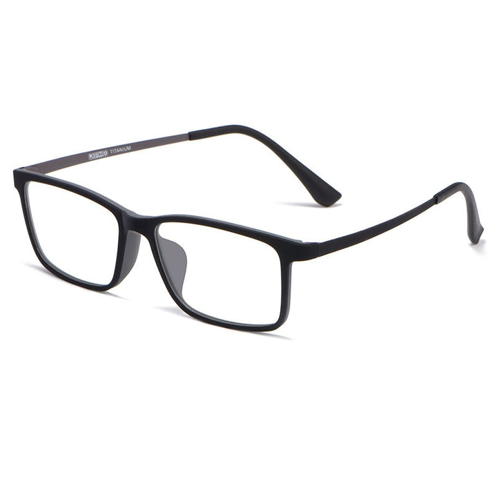 Yimaruili Men's Full Rim Resin Titanium Frame Eyeglasses HR8085 Full Rim Yimaruili Eyeglasses Black Gray  