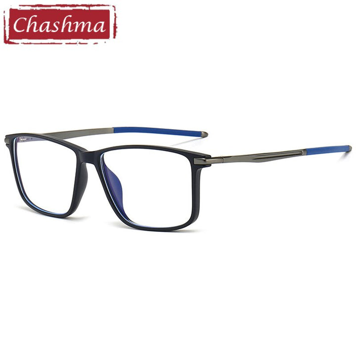 Chashma Ottica Men's Full Rim Square Tr 90 Aluminum Magnesium Sport Eyeglasses Sport Eyewear Chashma Ottica Black Blue  