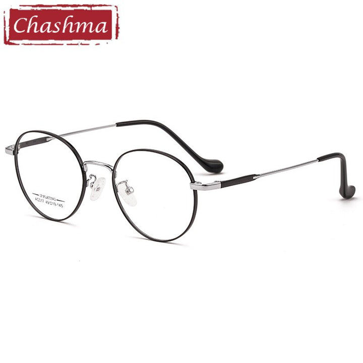 Chashma Ottica Unisex Full Rim Oval Stainless Steel Eyeglasses A017 Full Rim Chashma Ottica Black Silver  
