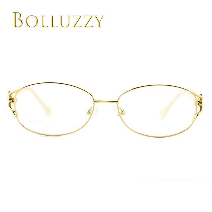 Bolluzzy Women's Eyeglasses Frame Diamonds Rhinestone Golden Hollow Out Bo2399 Frame Bolluzzy Gold  
