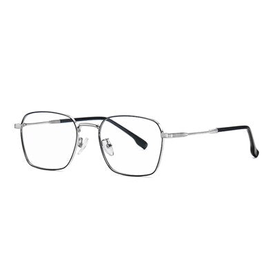 Ralferty Unisex Full Rim Irregular Square Alloy Eyeglasses D220 Full Rim Ralferty C42 Black Silver  