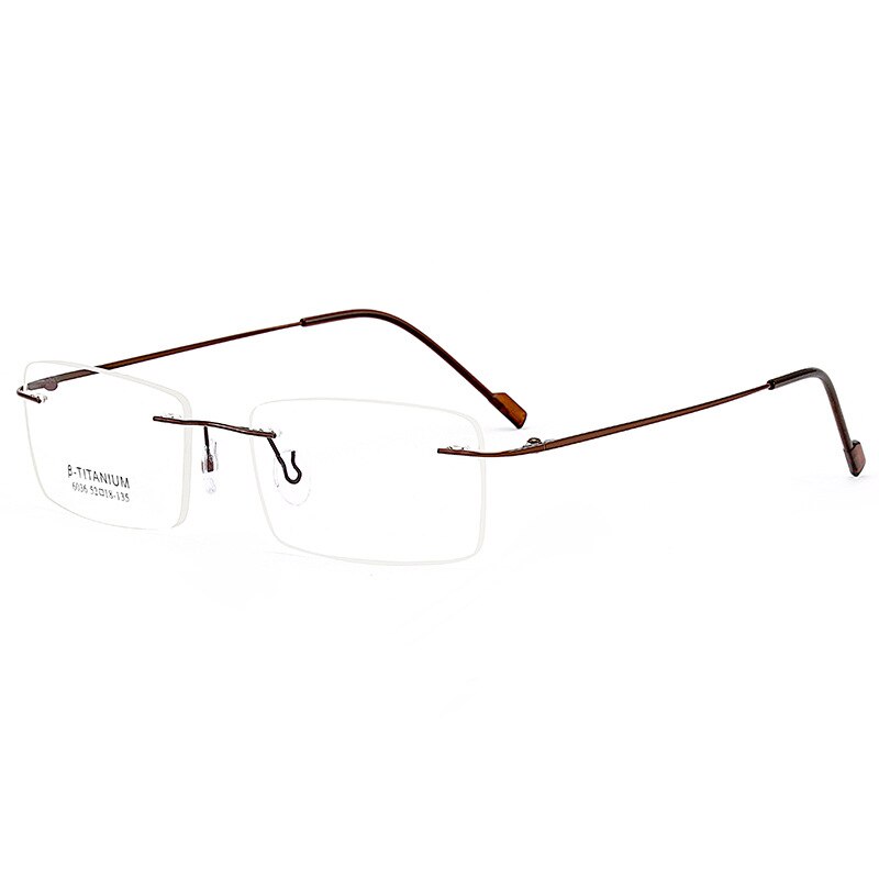 KatKani Men's Rimless β Titanium Alloy Frame Eyeglasses K6036 Rimless KatKani Eyeglasses Brown  
