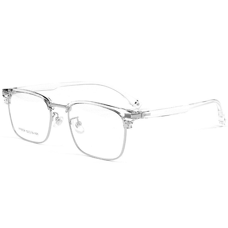 Yimaruili Men's Full Rim Square Electroplated Alloy Frame Eyeglasses 8534YF Full Rim Yimaruili Eyeglasses Transparent  