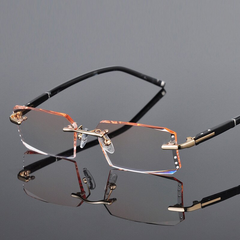 Reven Jate R58003 Alloy Rimless Diamond Cutting Man Glasses Frame Eyeglasses Men Eyewear Rimless Reven Jate   