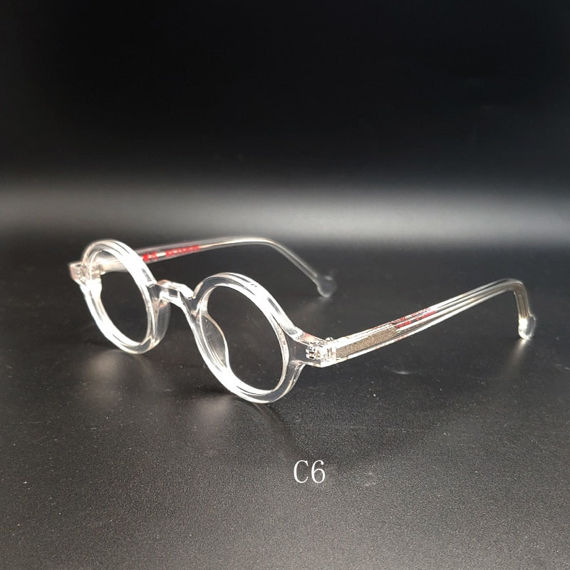 Unisex Transparent Small Round Reading Glasses Acetate Frame B002-6 Reading Glasses Yujo China 0 Clear