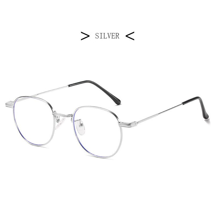 Hdcrafter Unisex Full Rim Round Titanium Frame Eyeglasses 6288 Full Rim Hdcrafter Eyeglasses Silver  
