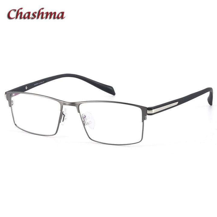 Chashma Ottica Men's Full Rim Large Square Titanium Eyeglasses 9282 Full Rim Chashma Ottica Gray  