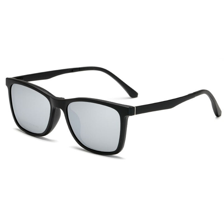 Yimaruili Unisex Full Rim TR 90 Resin Eyeglasses With Polarized Magnetic Clip On Sunglasses 2122 Clip On Sunglasses Yimaruili Eyeglasses Matte Black C4  
