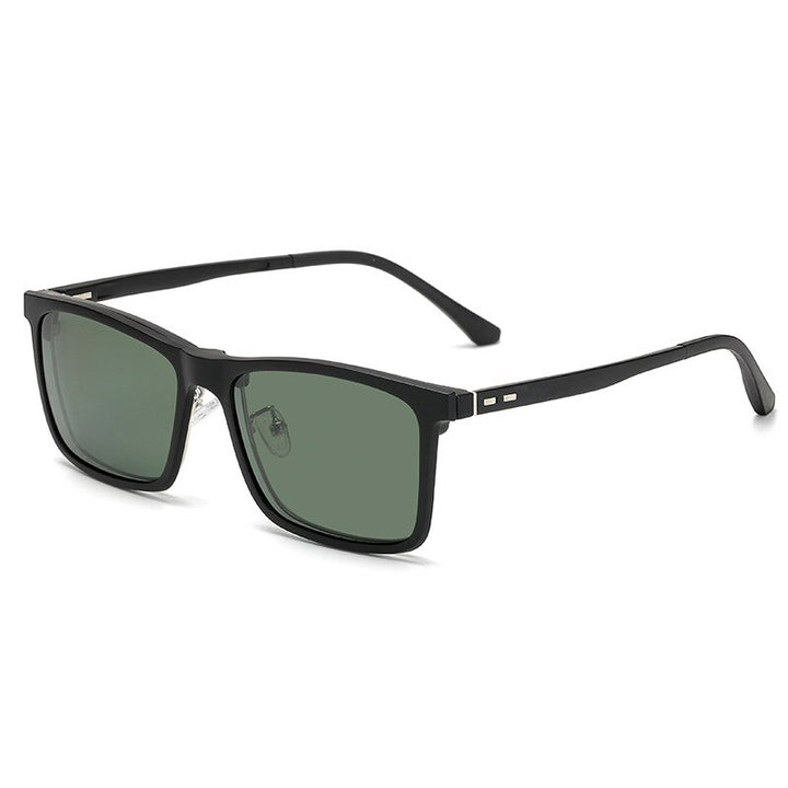KatKani Men's Semi Rim Alloy Frame Eyeglasses Magnetic Polarized Sunglasses Tj2172 Sunglasses KatKani Eyeglasses Black Gun C3  