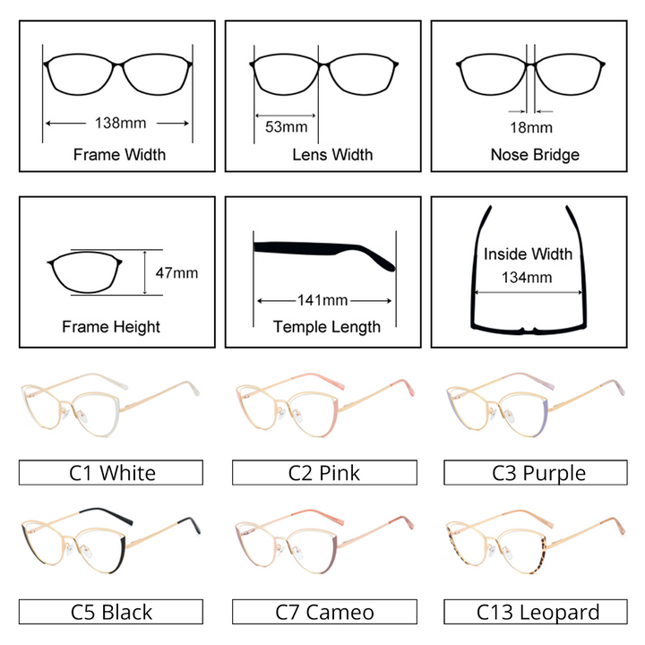 Ralferty Glasses Women Anti Blue Light Decorative Cat Eye Frame For F95721 Full Rim Ralferty   