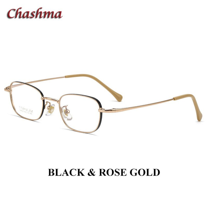 Chashma Ottica Unisex Full Rim Square Titanium Eyeglasses 835 Full Rim Chashma Ottica Black Rose Gold  