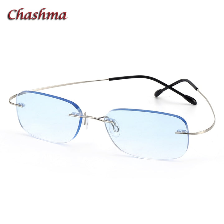 Chashma Ochki Unisex Rimless Square Titanium Tinted Lens Eyeglasses 60741 Rimless Chashma Ochki   