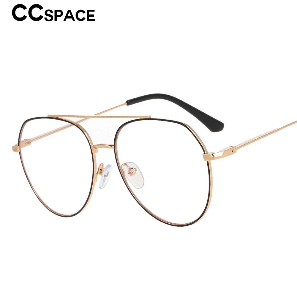 CCspace Women Full Rim Oversized Round Alloy Frame Eyeglasses 53372 Full Rim CCspace   