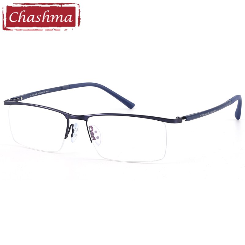 Chashma Ottica Men's Semi Rim Large Square Titanium Alloy Eyeglasses 9218 Semi Rim Chashma Ottica   