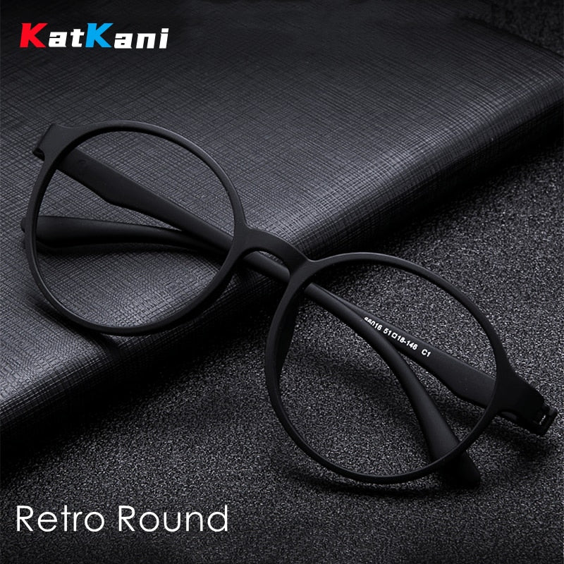 KatKani Unisex Full Rim Round TR 90 Resin Screwless Frame Eyeglasses Full Rim KatKani Eyeglasses   