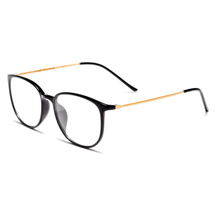 Yimaruili Unisex Full Rim β Titanium Frame Eyeglasses 2212B Full Rim Yimaruili Eyeglasses Black gold  