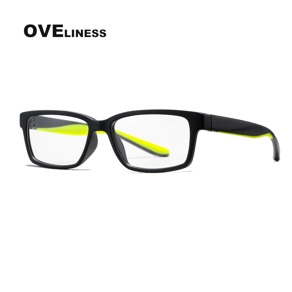 Oveliness Men's Full Rim Square Tr 90 Titanium Eyeglasses 7103 Full Rim Oveliness black yellow  