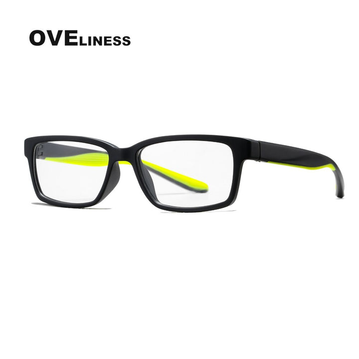 Oveliness Men's Full Rim Square Tr 90 Titanium Eyeglasses 7103 Full Rim Oveliness black yellow  