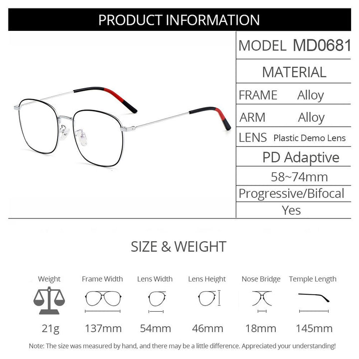 Unisex Eyeglasses Frame Alloy Glasses M0681 Frame Gmei Optical   