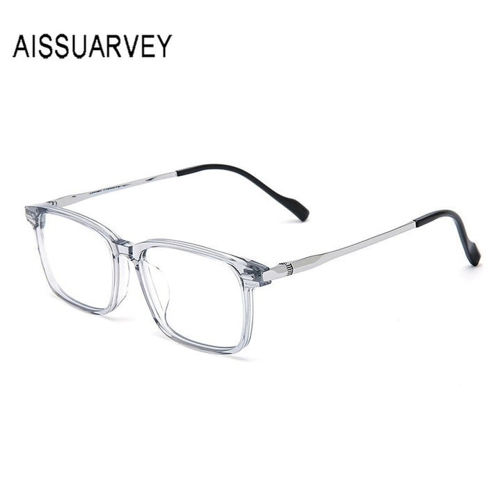 Aissuarvey Titanium Acetate Plated Full Rim Frame Men's Eyeglasses Full Rim Aissuarvey Eyeglasses gray silver CN 