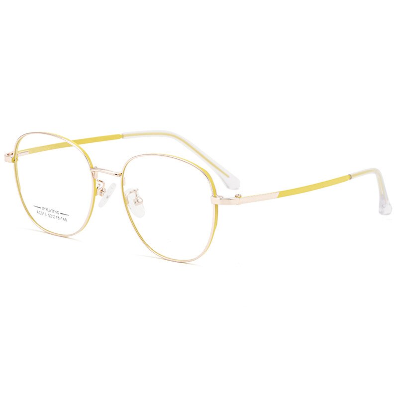 KatKani Unisex Full Rim Round IP Plated Alloy Frame Eyeglasses Ac013 Full Rim KatKani Eyeglasses Yellow Rose Gold  