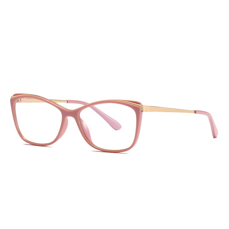 CCSpace Women's Full Rim Rectangle Cat Eye Frame Eyeglasses 49399 Full Rim CCspace C2Pink  