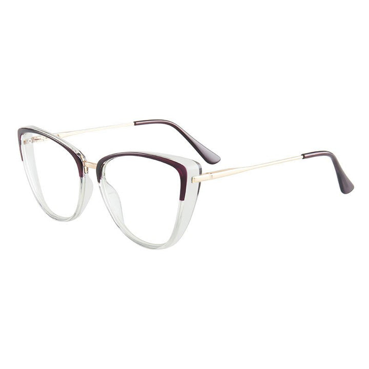 Hotony Women's Full Rim TR 90 Resin Cat Eye Frame Eyeglasses 7033 Full Rim Hotony Purple  