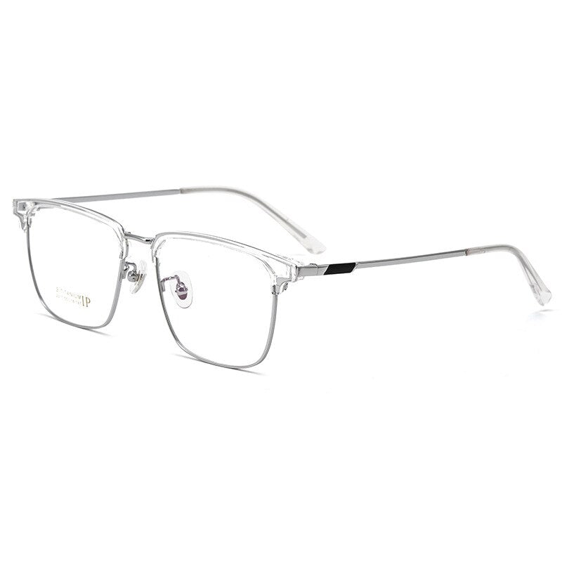 Yimaruili Men's Full Rim IP Plated β Titanium Square Frame Eyeglasses 2311YJ Full Rim Yimaruili Eyeglasses Transparent Silver  