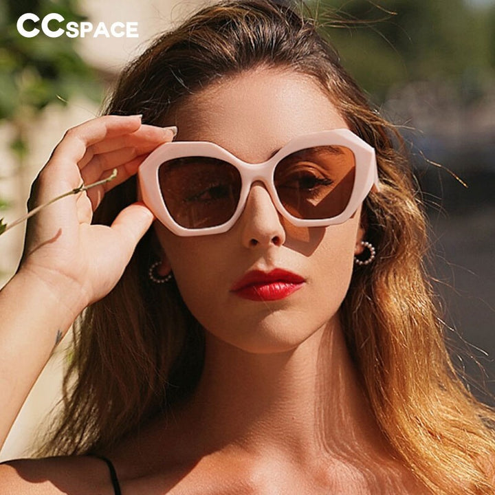 CCSpace Women's Full Rim Oversized Cat Eye Square Acetate Frame Sunglasses 53378 Sunglasses CCspace Sunglasses   