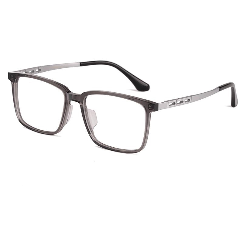 Yimaruili Men's Full Rim Titanium Frame Eyeglasses HT5022B Full Rim Yimaruili Eyeglasses Transparent Gray  