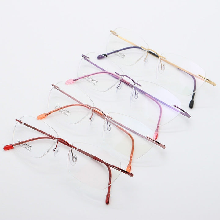 Women's Rimless Titanium Frame Eyeglasses Customizable Lenses 9012 Rimless Bclear   