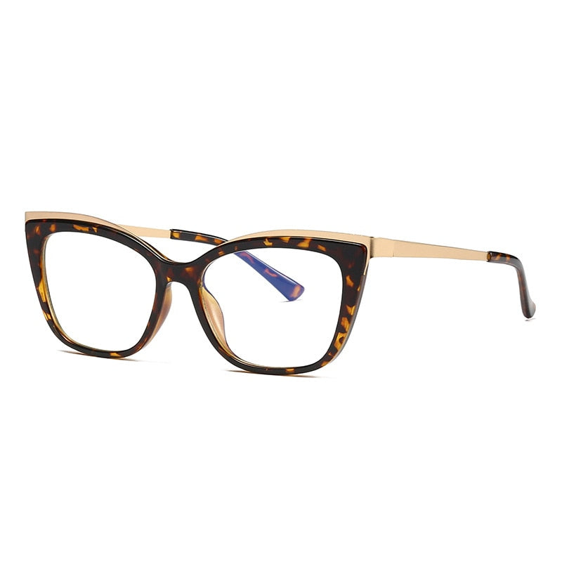 CCspace Women's Full Rim Square Cat Eye Tr 90 Titanium Frame Eyeglasses 49537 Full Rim CCspace C3Leopard  