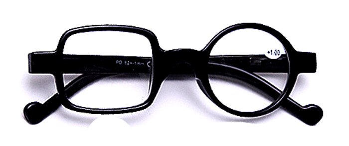 Unisex Reading Glasses One Round One Square From 0 To +3.5 Reading Glasses SunnyFunnyDay 0 black 