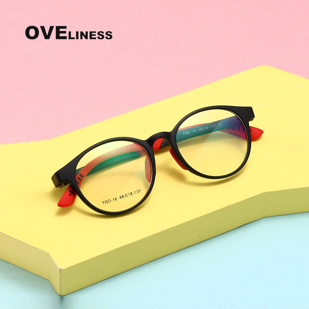 Oveliness Unisex Children's Full Rim Round Tr 90 Titanium Eyeglasses Oltrd12p Full Rim Oveliness   