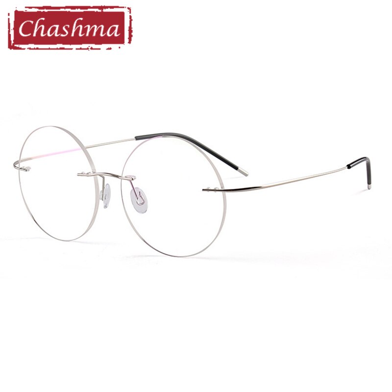 Chashma Ottica Unisex Rimless Round Titanium Eyeglasses 004 Rimless Chashma Ottica Silver  