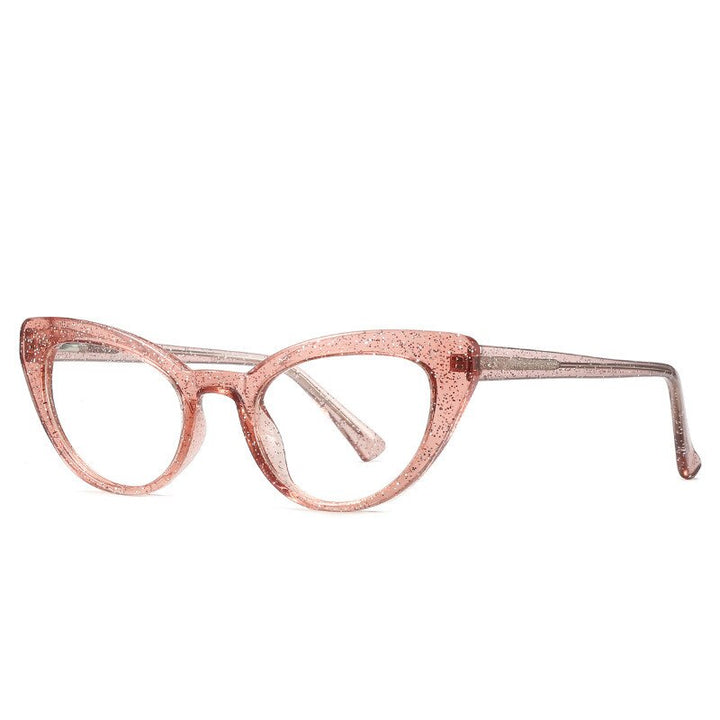 Women's Cat Eye Acetate Frame Eyeglasses Model 2012 Frame Chashma Transparent Pink  