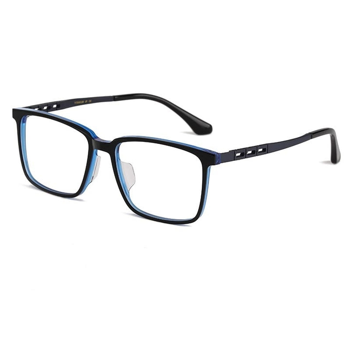 Yimaruili Men's Full Rim Titanium Frame Eyeglasses HT5022B Full Rim Yimaruili Eyeglasses Black Blue  