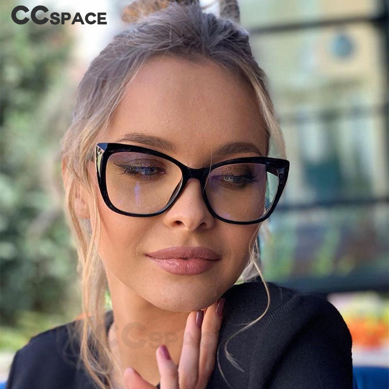 CCSpace Women's Full Rim Cat Eye Tr 90 Titanium Frame Eyeglasses 47313 Full Rim CCspace   