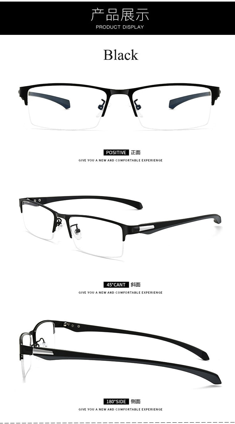 Men's Full Half Rim IP Electroplated Titanium Alloy Frame Eyeglasses 66071 Semi Rim Bclear   
