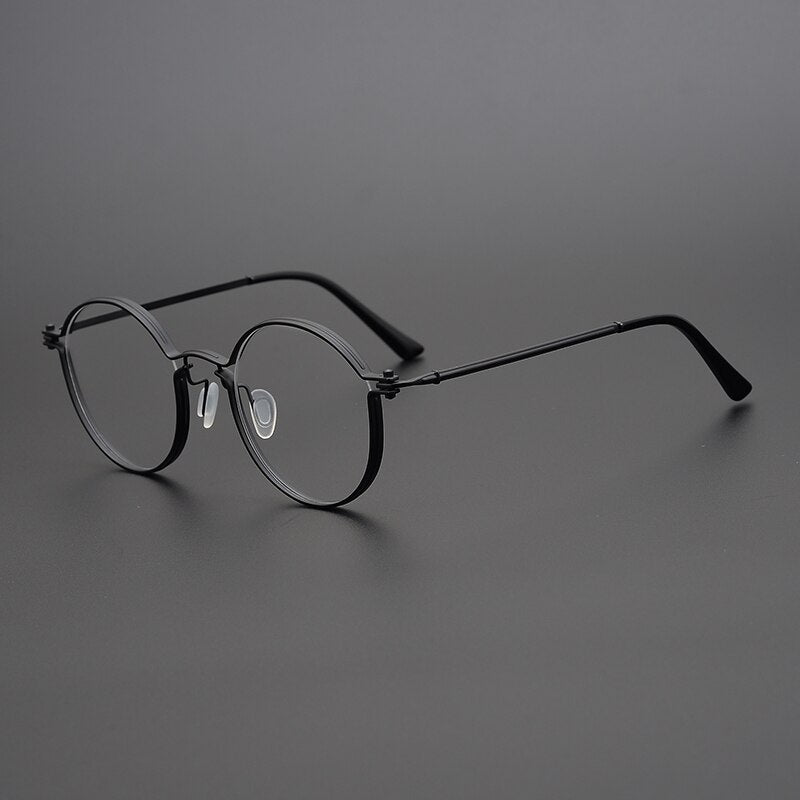 Gatenac Unisex Full Rim Round Titanium Frame Eyeglasses Gxyj687 Full Rim Gatenac Black  