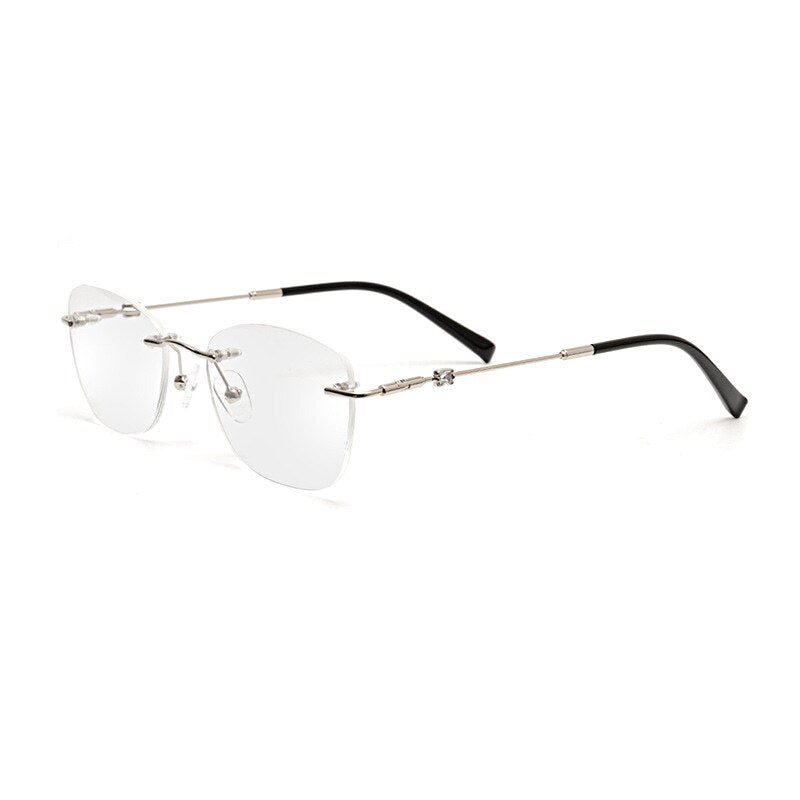 Aissuarvey Rimless  Cat Eye Frame Stainless Steel Unisex Eyeglasses Rimless Aissuarvey Eyeglasses Silver  