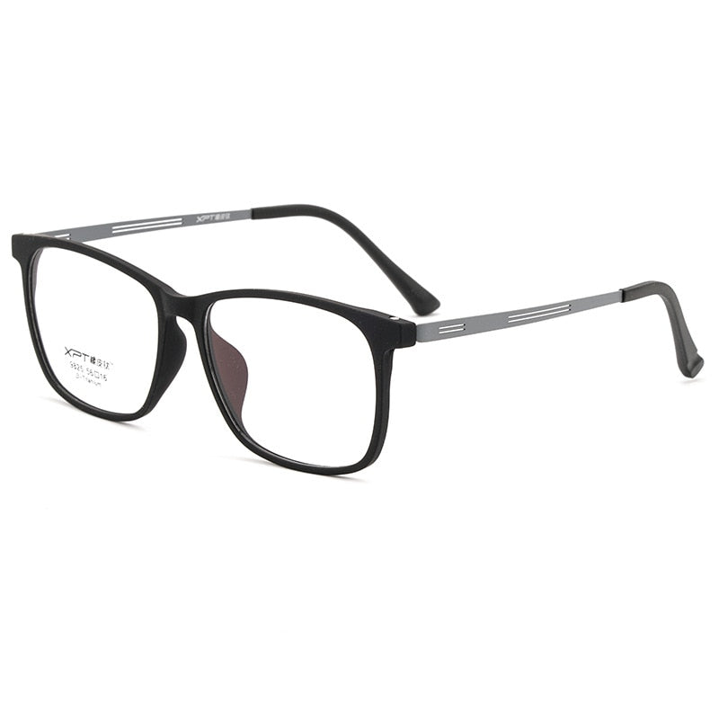 Men's Eyeglasses Ultralight Tr90 Pure Titanium Square Large Size 9825 Frame Gmei Optical Black Gray  