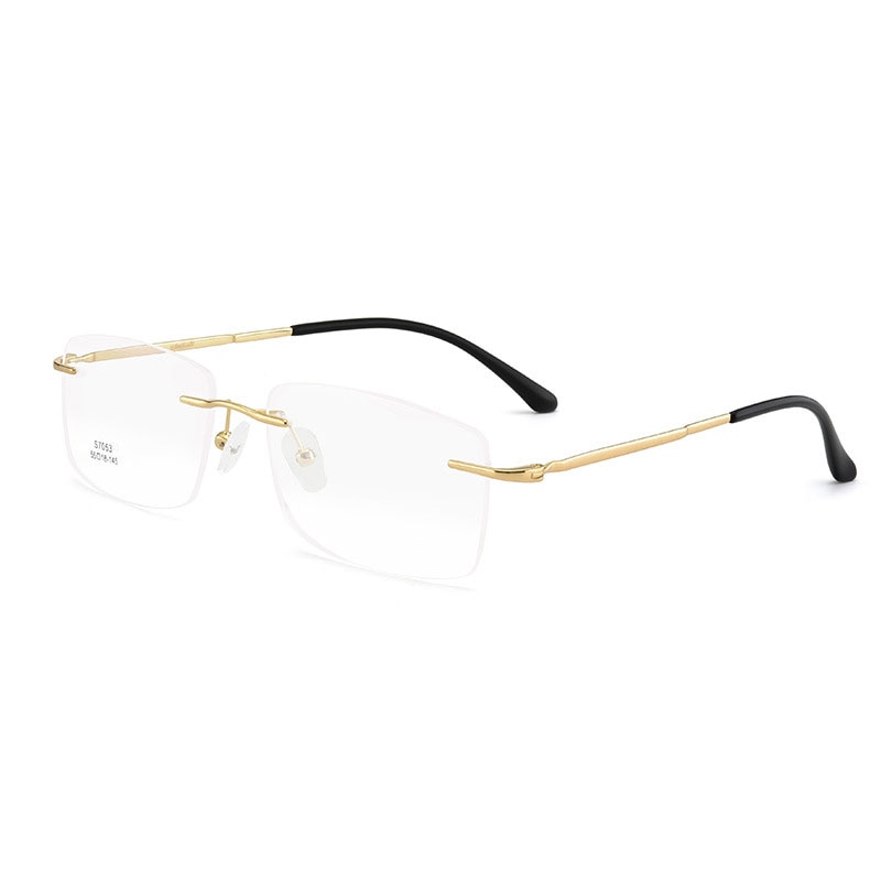 Hotochki Men's Rimless Alloy Screwless Frame Eyeglasses 7053 Rimless Hotochki Gold  