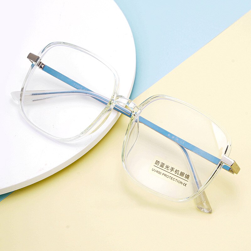 KatKani Unisex Full Rim Square TR 90 Acrylic Frame Anti Blue Light Eyeglasses T2055 Full Rim KatKani Eyeglasses Transparent Green  
