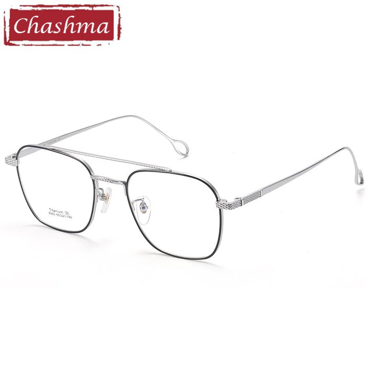 Unisex Square Full Rim Titanium Frame Eyeglasses 8365 Full Rim Chashma Black Silver Frame  