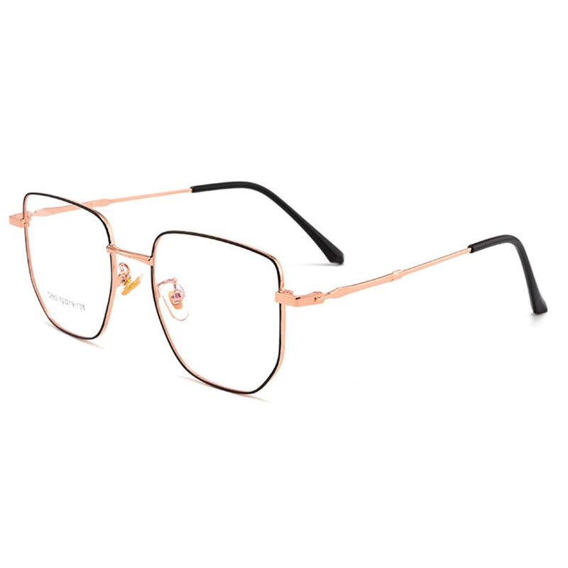 Hotony Unisex Full Rim Square Alloy Frame Spring Hinge Eyeglasses D882 Full Rim Hotony Black Rose Gold  
