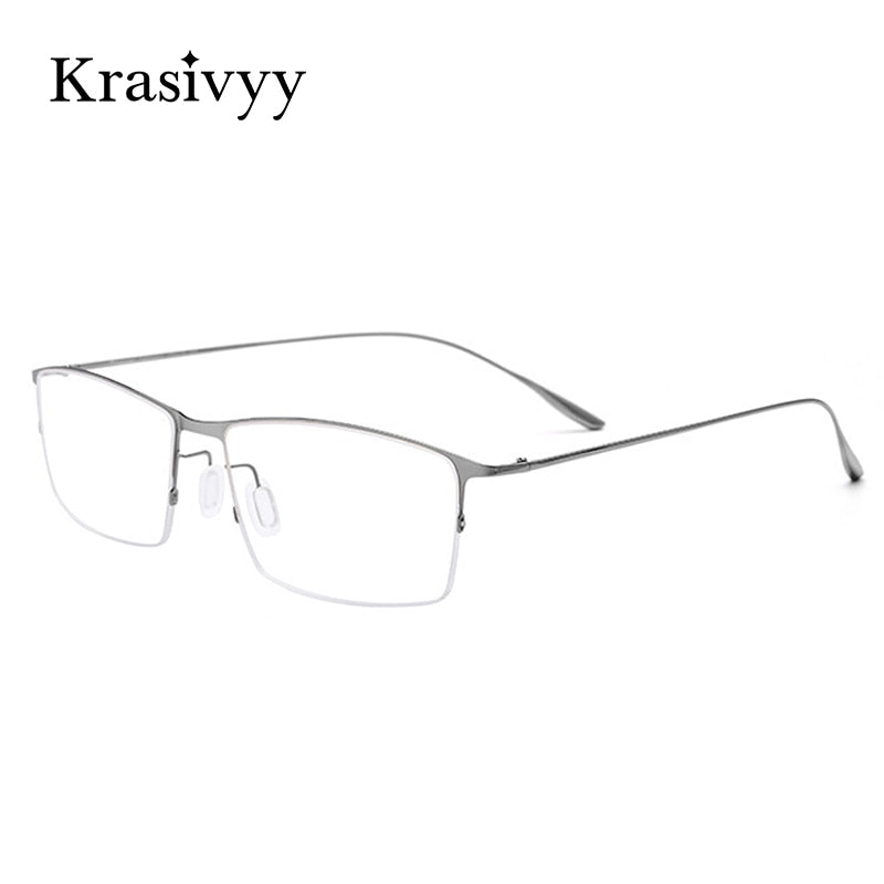 Krasivyy Men's Semi Rim Square Titanium Alloy Eyeglasses Kr62611 Semi Rim Krasivyy   