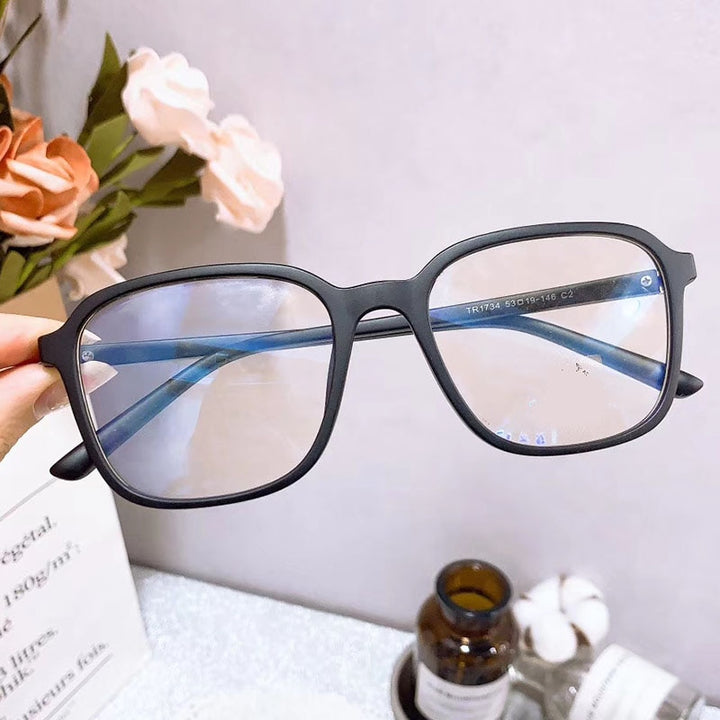 Women's Square TR90 Resin Full Rim Titanium Frame Eyeglasses 1734 Full Rim Bclear C 2  